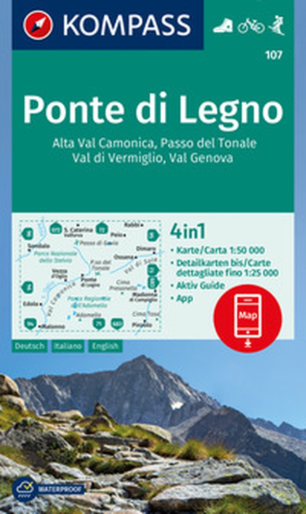 Carta escursionistica n. 107. Ponte di legno Alta Val Camonica, Passo del Tonale, Val di Vermiglio, Val Genova 1:50.000. Ediz. italiana, tedesca e inglese - Librerie.coop Carta escursionistica n. 107. Ponte di legno Alta Val Camonica, Passo del Tonale, Val di Vermiglio, Val Genova 1:50.000. Ediz. italiana, tedesca e inglese - Librerie.coop