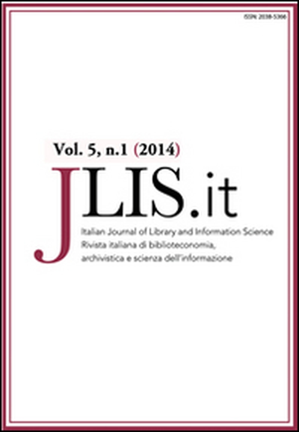 JLIS.it. Italian journal of library and information science-Rivista italiana di biblioteconomia, archivistiva e scienza dell'informazione - Librerie.coop JLIS.it. Italian journal of library and information science-Rivista italiana di biblioteconomia, archivistiva e scienza dell'informazione - Librerie.coop