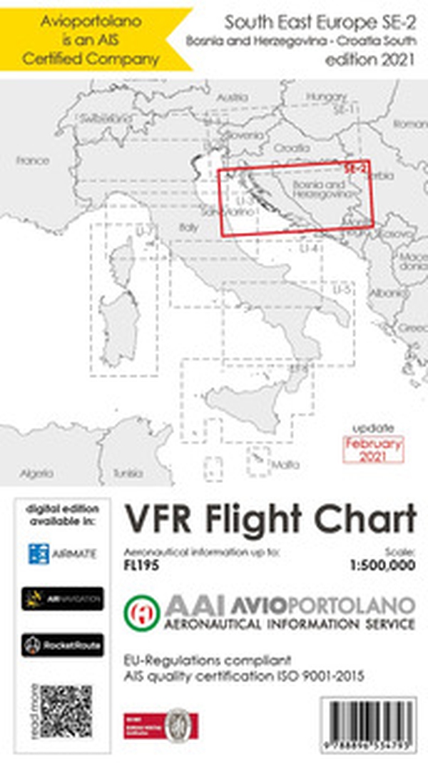 Avioportolano. VFR flight chart SE 2. South East Europe. Croatia south, Bosnia and Herzegovina. ICAO annex 4 - EU-Regulations compliant. Ediz. italiana e inglese - Librerie.coop Avioportolano. VFR flight chart SE 2. South East Europe. Croatia south, Bosnia and Herzegovina. ICAO annex 4 - EU-Regulations compliant. Ediz. italiana e inglese - Librerie.coop