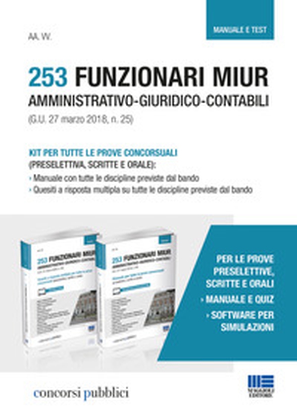 253 funzionari MIUR amministrativo-giuridico-contabili. Kit per tutte le prove concorsuali (preselettiva, scritte e orale) - Librerie.coop 253 funzionari MIUR amministrativo-giuridico-contabili. Kit per tutte le prove concorsuali (preselettiva, scritte e orale) - Librerie.coop