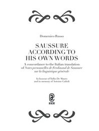Saussure according to his own words. A concordance to the italian translation of Notes personnelles de Ferdinand de Saussure sur la linguistique générale - Librerie.coop
