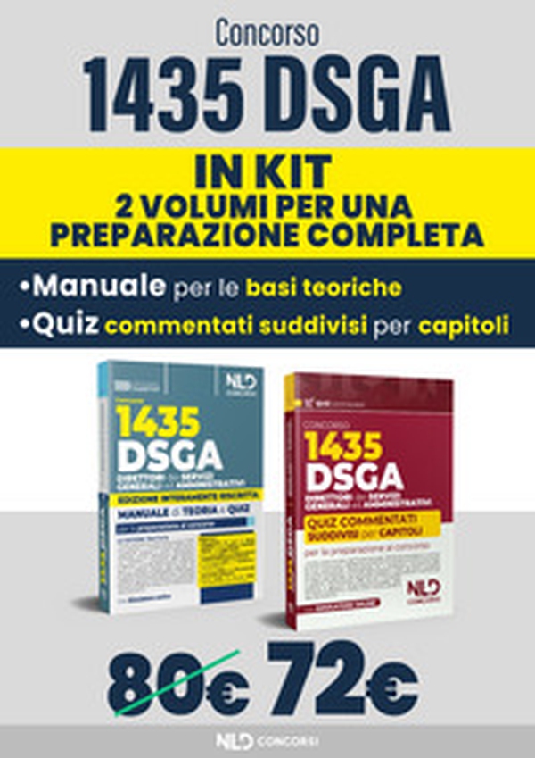 Concorso DSGA. 1435 direttori dei servizi generali ed amministrativi. Kit con manuale + quiz con soluzioni guidate e commentate - Librerie.coop Concorso DSGA. 1435 direttori dei servizi generali ed amministrativi. Kit con manuale + quiz con soluzioni guidate e commentate - Librerie.coop