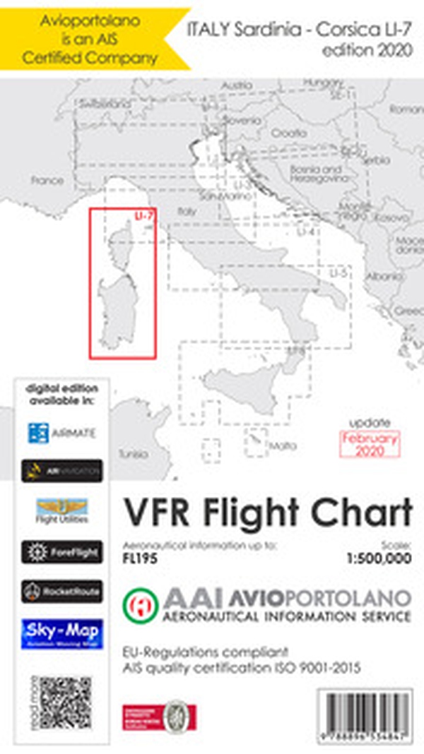 Avioportolano. VFR flight chart LI 7 Italy Sardinia-Corsica. ICAO annex 4 - EU-Regulations compliant. Ediz. italiana e inglese - Librerie.coop Avioportolano. VFR flight chart LI 7 Italy Sardinia-Corsica. ICAO annex 4 - EU-Regulations compliant. Ediz. italiana e inglese - Librerie.coop