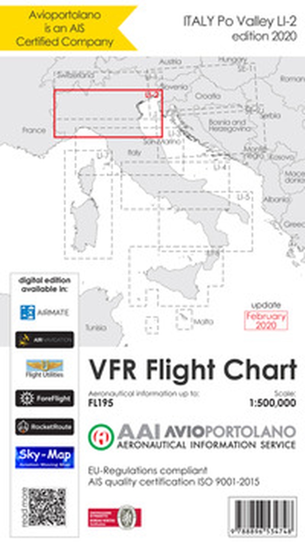 Avioportolano. VFR flight chart LI 2 Italy Po valley. ICAO annex 4 - EU-Regulations compliant. Ediz. italiana e inglese - Librerie.coop Avioportolano. VFR flight chart LI 2 Italy Po valley. ICAO annex 4 - EU-Regulations compliant. Ediz. italiana e inglese - Librerie.coop