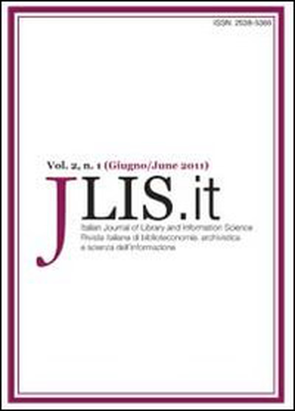 JLIS.it. Italian journal of library and information science-Rivista italiana di biblioteconomia, archivistiva e scienza dell'informazione - Librerie.coop JLIS.it. Italian journal of library and information science-Rivista italiana di biblioteconomia, archivistiva e scienza dell'informazione - Librerie.coop