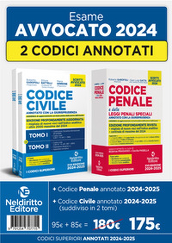 Kit Codice civile annotato + Codice penale annotato per l'esame di avvocato 2024 - Librerie.coop Kit Codice civile annotato + Codice penale annotato per l'esame di avvocato 2024 - Librerie.coop