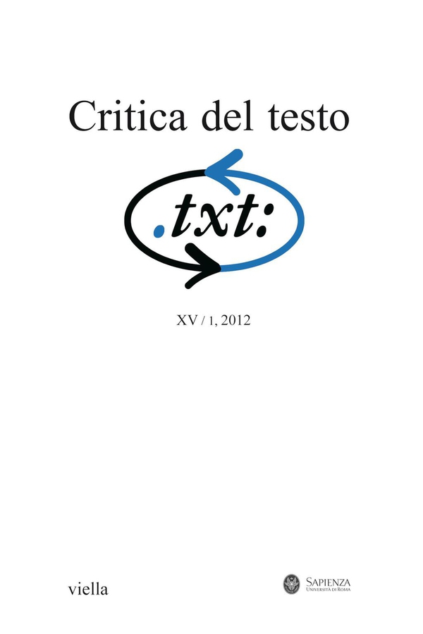 Critica del testo (2012) Vol. 15/1 - Librerie.coop Critica del testo (2012) Vol. 15/1 - Librerie.coop