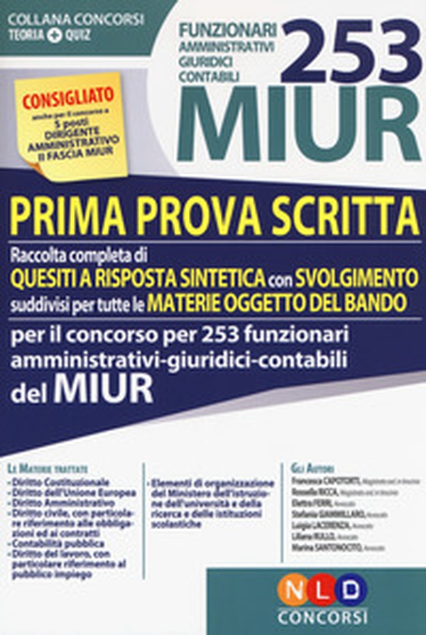 253 funzionari amministrativi giuridici contabili MIUR. Prima prova scritta - Librerie.coop 253 funzionari amministrativi giuridici contabili MIUR. Prima prova scritta - Librerie.coop