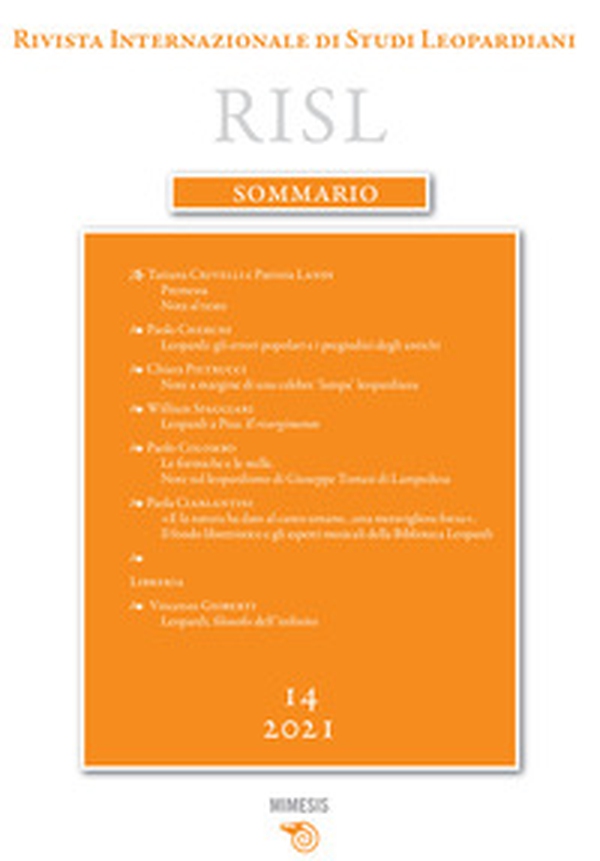 Rivista internazionale di studi leopardiani - Vol. 14 - Librerie.coop Rivista internazionale di studi leopardiani - Vol. 14 - Librerie.coop