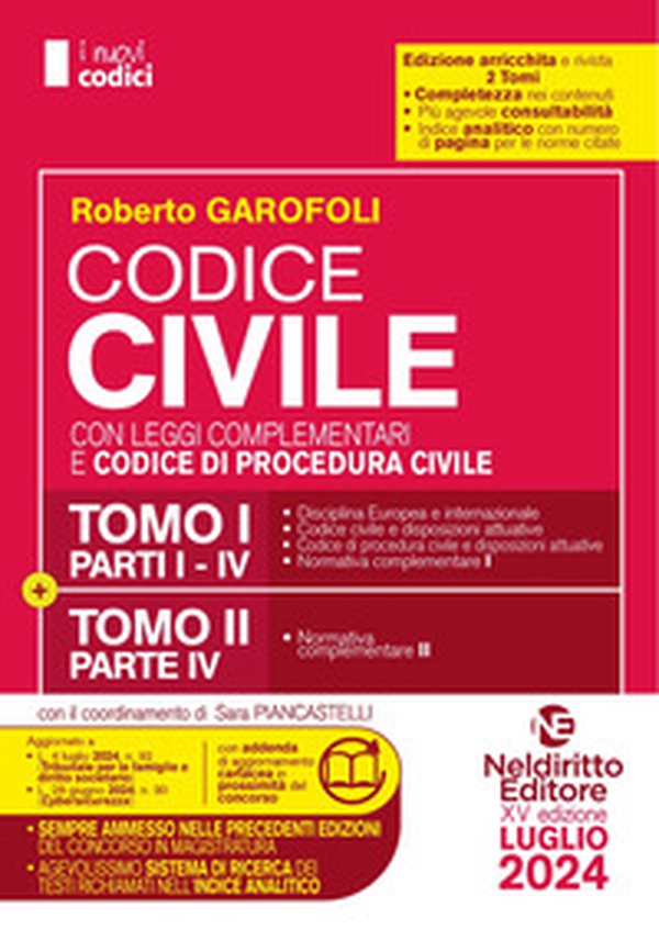 Concorso Magistratura. Codice civile con leggi complementari e codice di procedura civile. Luglio 2024 - Librerie.coop Concorso Magistratura. Codice civile con leggi complementari e codice di procedura civile. Luglio 2024 - Librerie.coop
