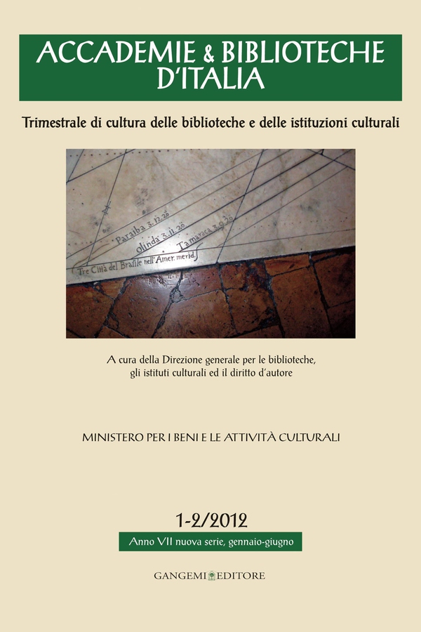 Accademie & Biblioteche d'Italia 1-2/2012 - Librerie.coop Accademie & Biblioteche d'Italia 1-2/2012 - Librerie.coop