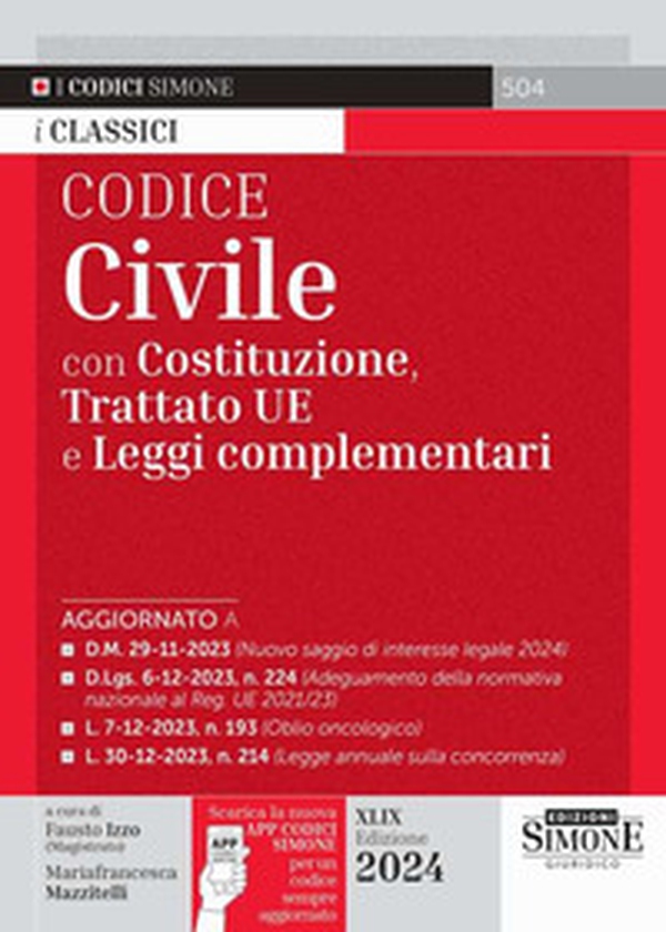 Codice civile. Con Costituzione, Trattato UE e leggi complementari - Librerie.coop Codice civile. Con Costituzione, Trattato UE e leggi complementari - Librerie.coop