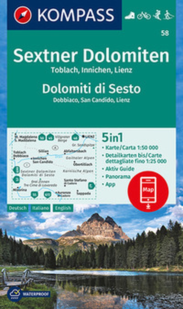 Carta escursionistica n. 58. Dolomiti di Sesto, Dobbiaco, San Candido, Lienz 1:50.000. Ediz .italiana, tedesca e inglese - Librerie.coop Carta escursionistica n. 58. Dolomiti di Sesto, Dobbiaco, San Candido, Lienz 1:50.000. Ediz .italiana, tedesca e inglese - Librerie.coop