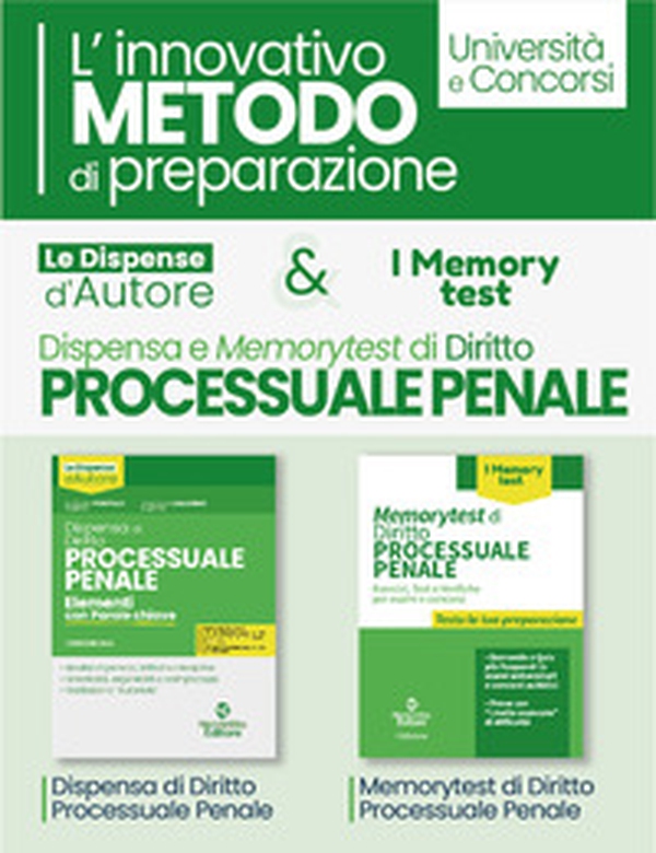 Kit dispensa d'autore: Dispensa di diritto processuale penale-Memorytest di diritto processuale penale. L'innovativo metodo di preparazione - Librerie.coop Kit dispensa d'autore: Dispensa di diritto processuale penale-Memorytest di diritto processuale penale. L'innovativo metodo di preparazione - Librerie.coop