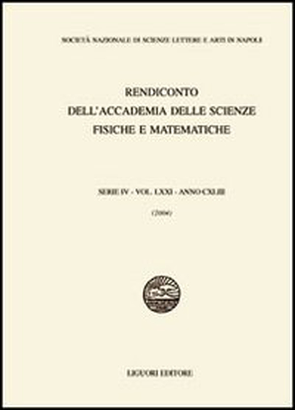 Rendiconto dell'Accademia delle scienze fisiche e matematiche. Serie IV - Librerie.coop Rendiconto dell'Accademia delle scienze fisiche e matematiche. Serie IV - Librerie.coop